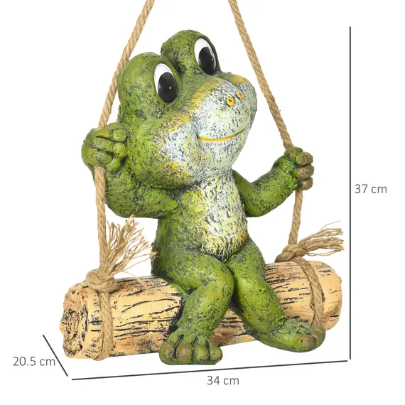 Buy Hanging GardenÂ Statue, Vivid Frog on Swing Art Sculpture, Outdoor Ornament Home Decoration, Green, 3 image
