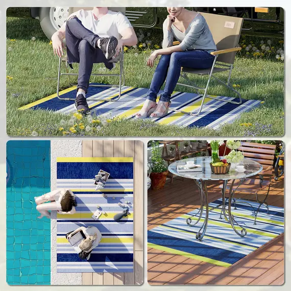 Buy Reversible Outdoor Rug, Waterproof Plastic Straw Mat for Backyard, Deck, RV, Picnic, Beach, Camping, 121 x 182 cm, 5 image