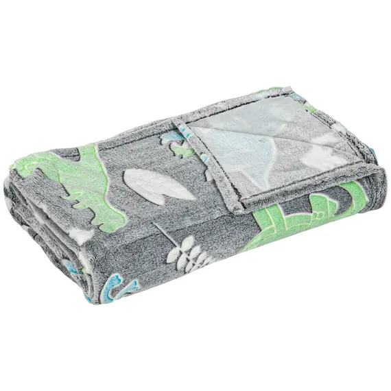 Buy Glow in The Dark Flannel Fleece Throw Blanket, Fluffy Warm Throw Blanket, Kids Dinosaur Luminous Blanket, 203x153cm, Grey
