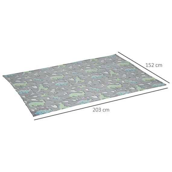 Buy Glow in The Dark Flannel Fleece Throw Blanket, Fluffy Warm Throw Blanket, Kids Dinosaur Luminous Blanket, 203x153cm, Grey, 3 image