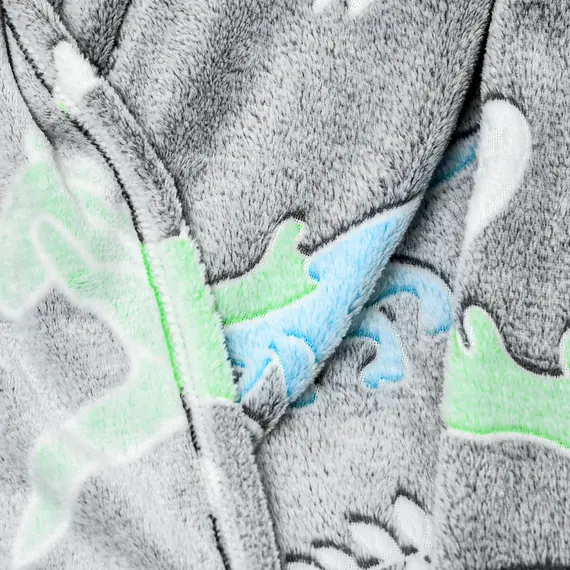 Buy Glow in The Dark Flannel Fleece Throw Blanket, Fluffy Warm Throw Blanket, Kids Dinosaur Luminous Blanket, 203x153cm, Grey, 9 image