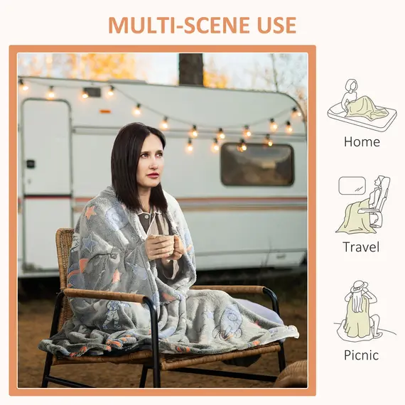 Buy Glow in The Dark Flannel Fleece Throw Blanket, Fluffy Warm Throw Blanket, Kids Galaxy Stars Luminous Blanket, 203x153cm, Grey, 7 image