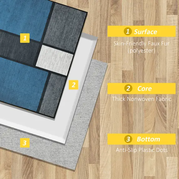 Buy Modern Geometric Rugs, Large Carpet Area Rugs for Living Room, Bedroom, Dining Room, 80x150 cm, Blue and Grey, 5 image