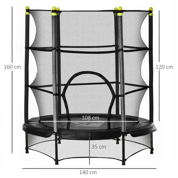Buy 5.2FT Kids Trampoline with Safety Enclosure, Indoor Outdoor Toddler Trampoline for Ages 3-10 Years, Black, 3 image