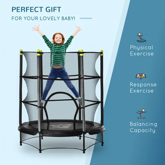 Buy 5.2FT Kids Trampoline with Safety Enclosure, Indoor Outdoor Toddler Trampoline for Ages 3-10 Years, Black, 4 image