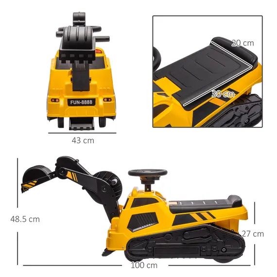 Buy Ride on Tractor, 3 in 1 Ride on Excavator, Bulldozer, Road Roller, Pretend Play Construction No Power Truck w/ Music, for 18-48 Months, Yellow, 3 image