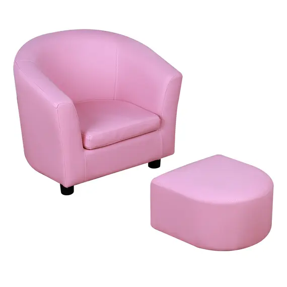 Buy Kids Toddler Sofa Children's Armchair Footstool with Thick Padding, Anti-skid Foot Pads, 30 x 28 x 21cm, Pink