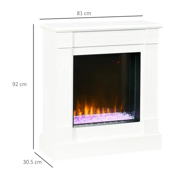 Buy HOMCOM 1000W/2000W Electric Fireplace w/ Surround, 92cm Freestanding Electric Fire w/ Remote Control, Overheat Protection, Timer, Eco Mode, White, 3 image