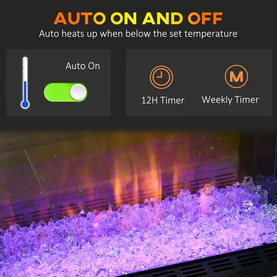 Buy HOMCOM 1000W/2000W Electric Fireplace w/ Surround, 92cm Freestanding Electric Fire w/ Remote Control, Overheat Protection, Timer, Eco Mode, White, 6 image