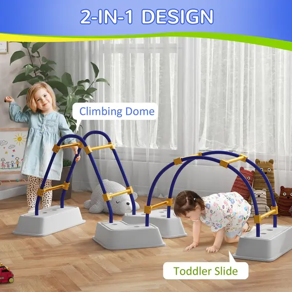 Buy Kids Climber with Climbing Arch, Triangle Climber for Indoor Outdoor Use, for Toddlers 3-6 Years Old, Blue, 4 image