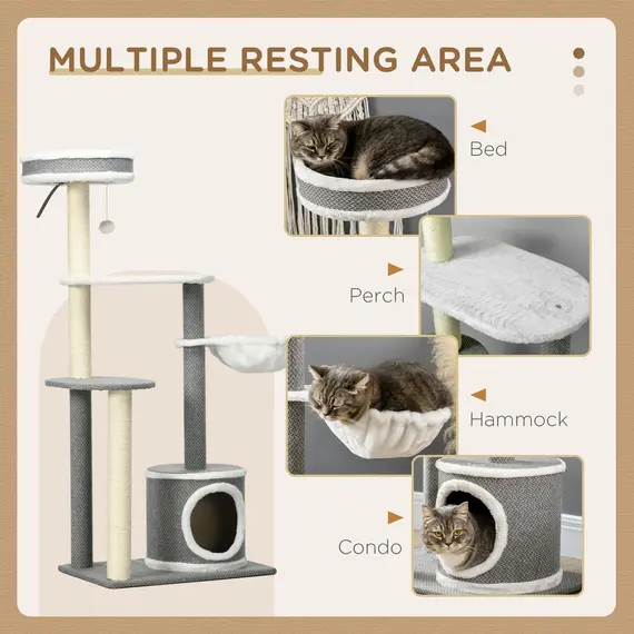 Buy Cat Tree for Indoor Cats, Cat Tower with Scratching Posts, Multi-level Kitten Climbing Tower, 132cm, 4 image