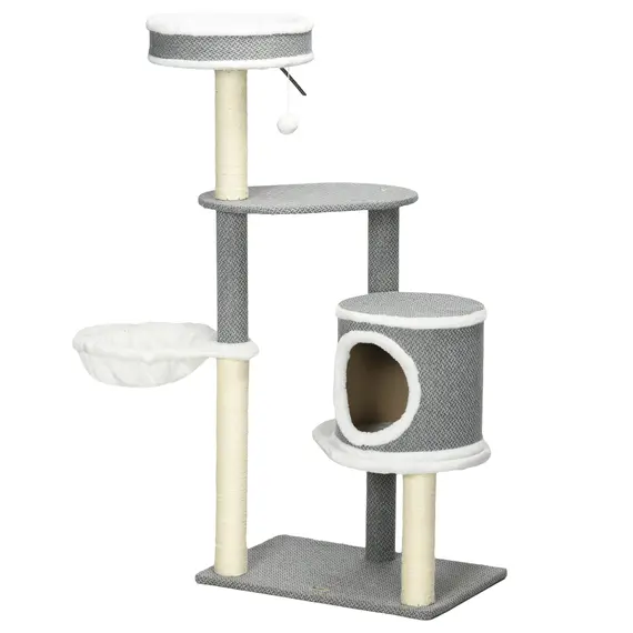 Buy PawHut Cat Tree for Indoor Cats, Cat Tower with Scratching Posts, Multi-level Kitten Climbing Tower, 124cm