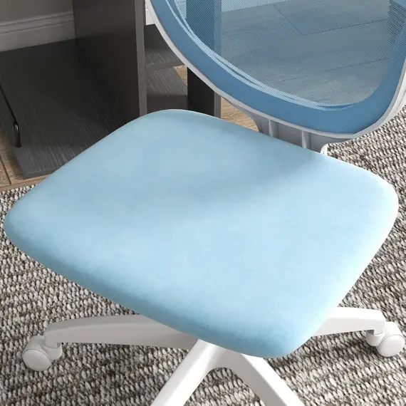 Buy Armless Desk Chair, Mesh Office Chair, Height Adjustable with Swivel Wheels, Blue, 8 image