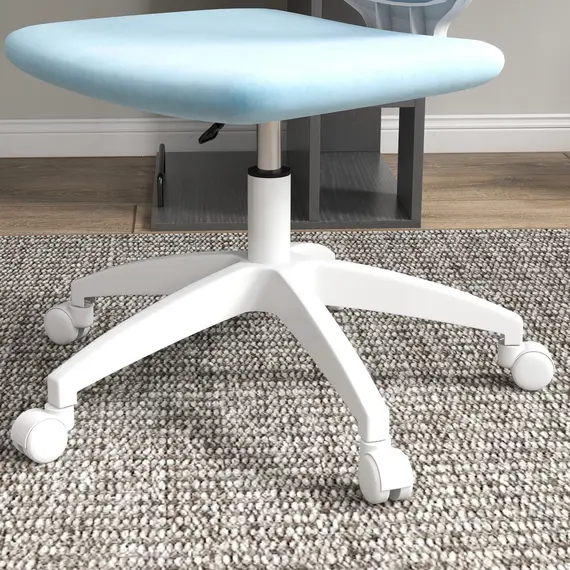 Buy Armless Desk Chair, Mesh Office Chair, Height Adjustable with Swivel Wheels, Blue, 9 image