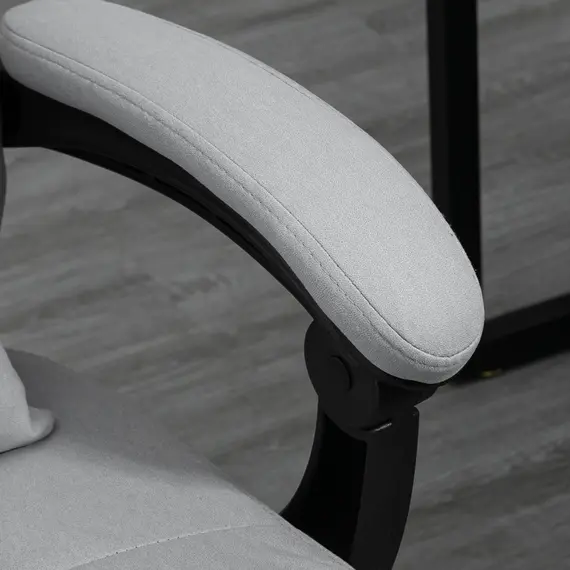Buy Vibration Massage Office Chair with Heat, Microfibre Computer Chair with Footrest, Lumbar Support Pillow, Armrest, Reclining Back, Grey, 9 image