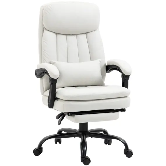 Buy Office Chair, Ergonomic Desk Chair with 6-Point Vibration Massage and Lumbar Heating, Computer Chair with Lumbar Support Pillow, 155° Reclining Back and Footrest, Cream White