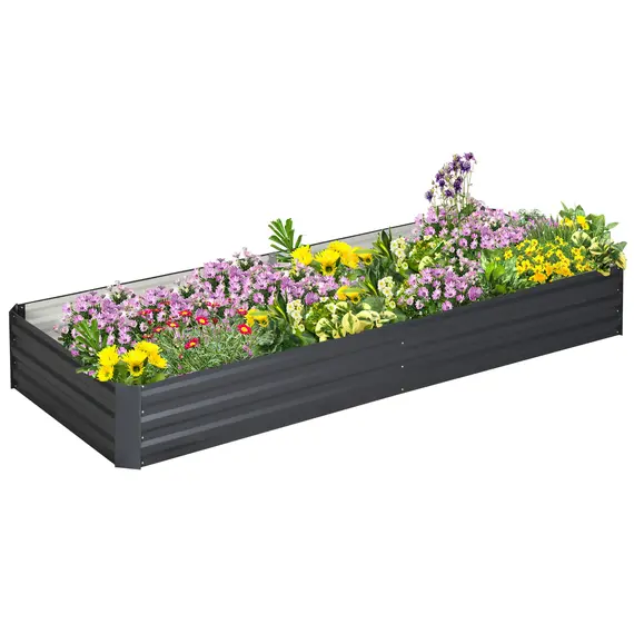 Buy Metal Raised Garden Bed Planter Box Outdoor Planters for Growing Flowers, Herbs, Grey, 241x90.5x30cm