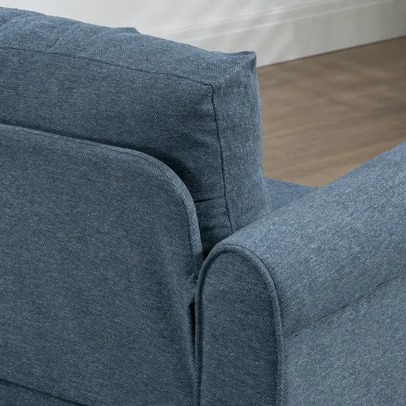 Buy HOMCOM Vintage Accent Chair, Tufted Upholstered Lounge Armchair Single Sofa Chair with Rubber Wood Legs, Rolled Arms, Dark Blue, 8 image