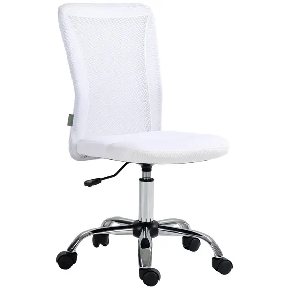 Buy Computer Desk Chair, Mesh Office Chair with Adjustable Height and Swivel Wheels, Armless Study Chair, White