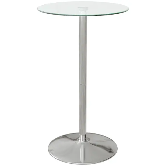 Buy High Top Bar Table, Round Kitchen Table with Tempered Glass Top and Steel Base, Bistro Table for 2 People, Clear