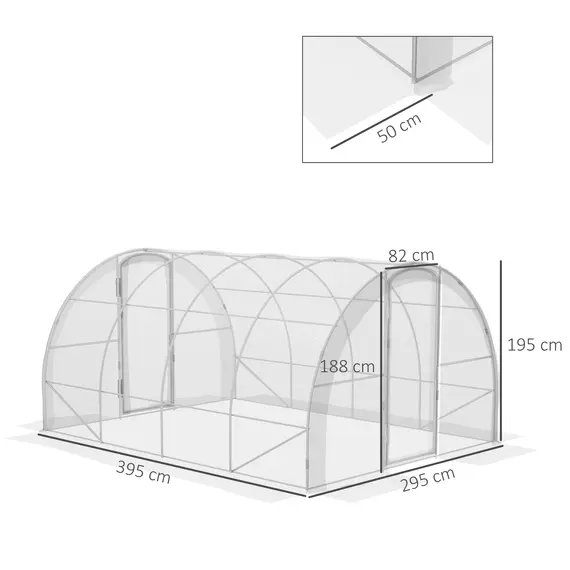 Buy Outsunny Polytunnel Greenhouse Walk-in Grow House with PE Cover, Door and Galvanised Steel Frame, 4 x 3 x 2m, Clear, 3 image