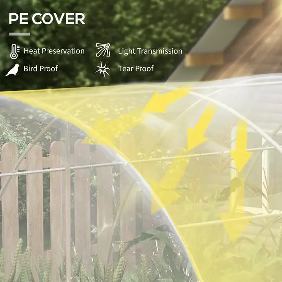 Buy Outsunny Polytunnel Greenhouse Walk-in Grow House with PE Cover, Door and Galvanised Steel Frame, 4 x 3 x 2m, Clear, 4 image