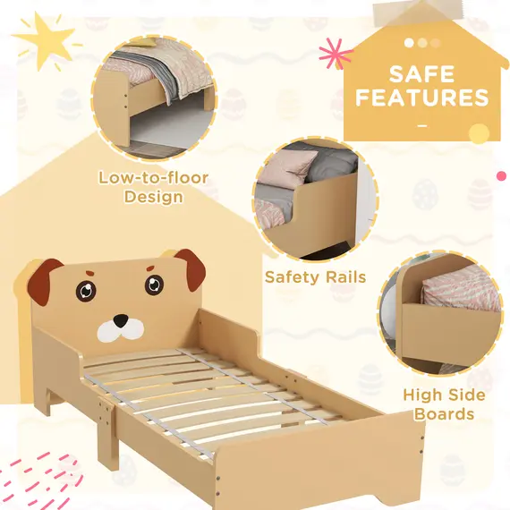 Buy ZONEKIZ Kids Bed for 3-6 Years Old, Puppy-Themed Design, 143 x 74 x 58 cm, Yellow, 5 image