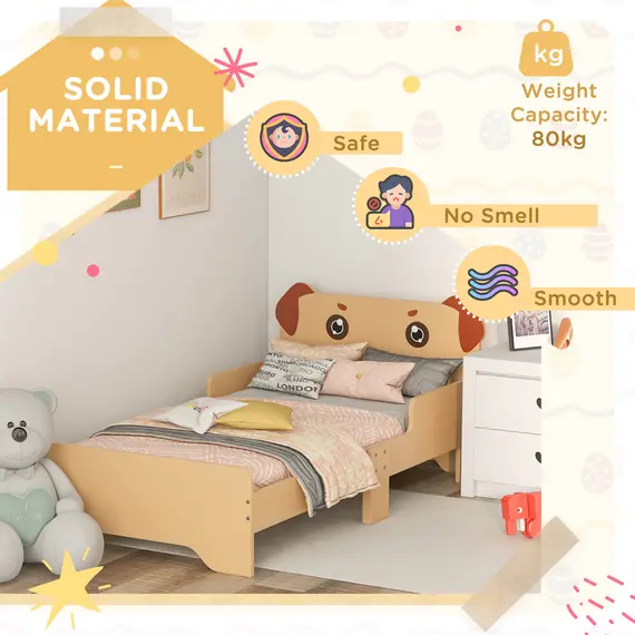 Buy ZONEKIZ Kids Bed for 3-6 Years Old, Puppy-Themed Design, 143 x 74 x 58 cm, Yellow, 6 image