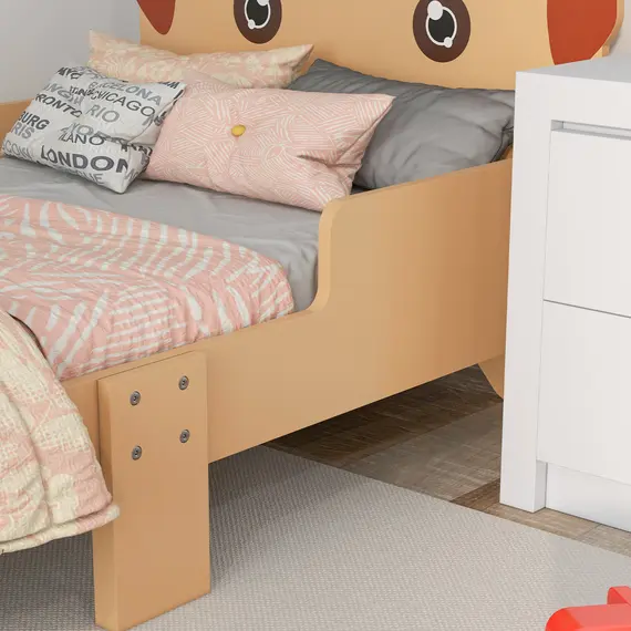 Buy ZONEKIZ Kids Bed for 3-6 Years Old, Puppy-Themed Design, 143 x 74 x 58 cm, Yellow, 8 image