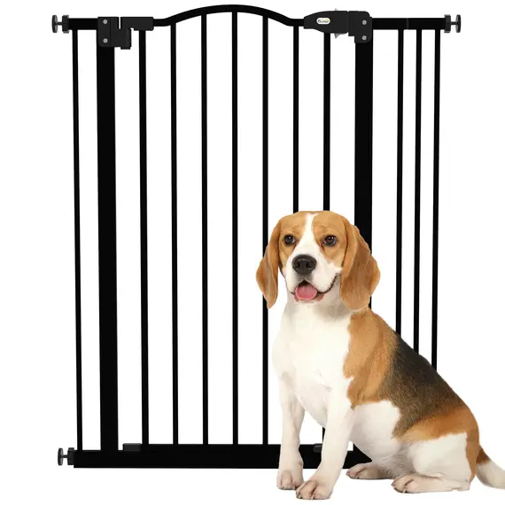 Buy Metal Pet Safety Gate Dog Gate Folding Fence 74-87cm, Black