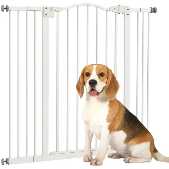 Buy Pressure Fit Dog Stair Gate No Drilling Safety Gate Auto Close for Doorways, Hallways, 74-100cm Adjustable, 94cm Tall, White