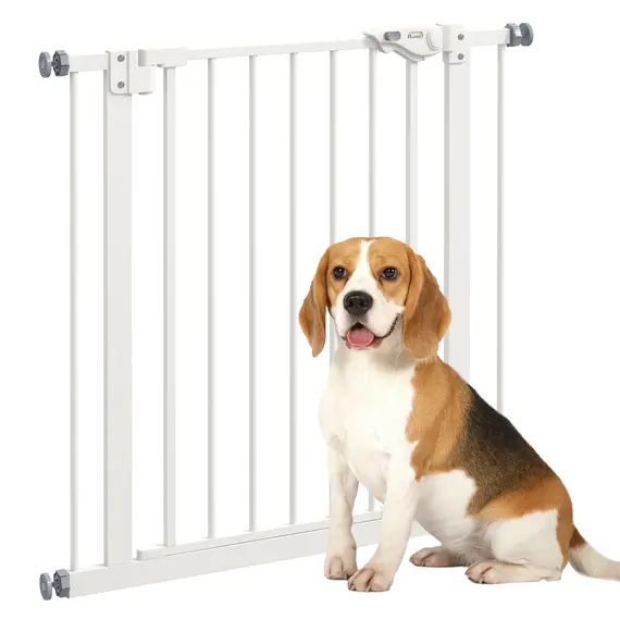 Buy Metal 74-80cm Wide Adjustable Dog Gate White