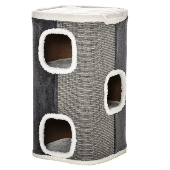 Buy Sisal Cat Barrel with Soft Plush & Lamb Fleece Grey