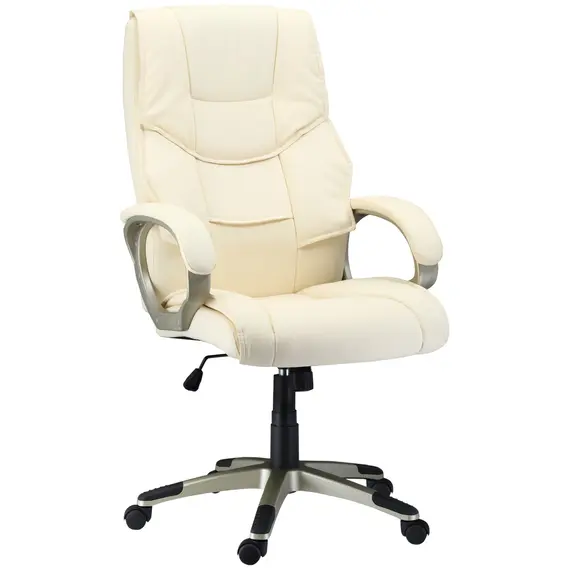 Buy Home Office Chair High Back Computer Desk Chair with Faux Leather Adjustable Height Rocking Function Cream White
