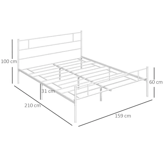 Buy HOMCOM King Bed Frame, Metal Bed Base with Headboard and Footboard, Metal Slat Support and 31cm Underbed Storage Space, 3 image