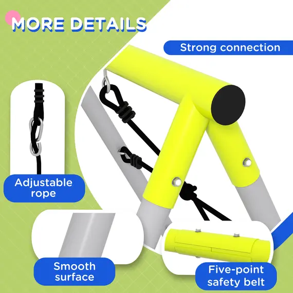 Buy Outsunny 4 in 1 Metal Garden Swing Set with Double Swings Climber Climbing Net Green, 7 image