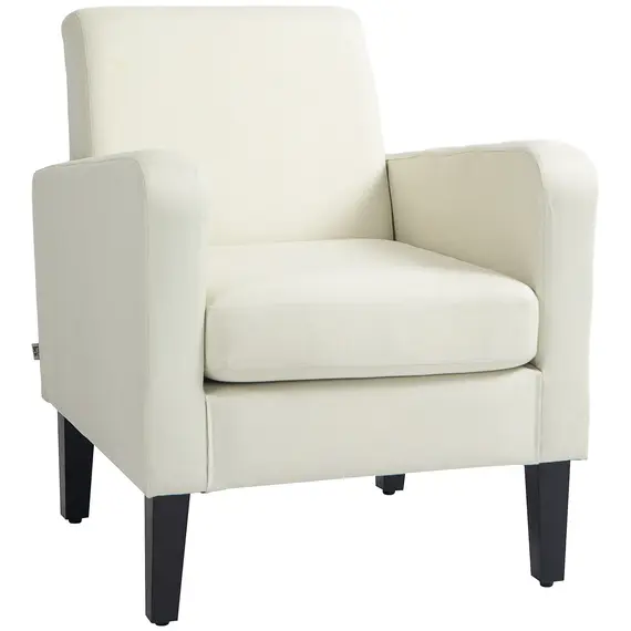 Buy Modern Accent Chair, Occasional Chair with Rubber Wood Legs for Living Room, Bedroom, Cream White