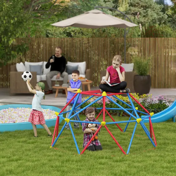 Buy Outsunny 6 FT Toddler Climbing Frame Outdoor with Rust and UV-Resistant Steel for 1-4 Kids Ages 3-8 Years Old, 2 image