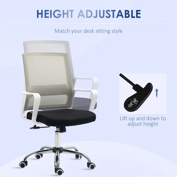 Buy Vinsetto Ergonomic Desk Chair Mesh Office Chair with Adjustable Height Armrest and 360Â° Swivel Castor Wheels Black, 4 image