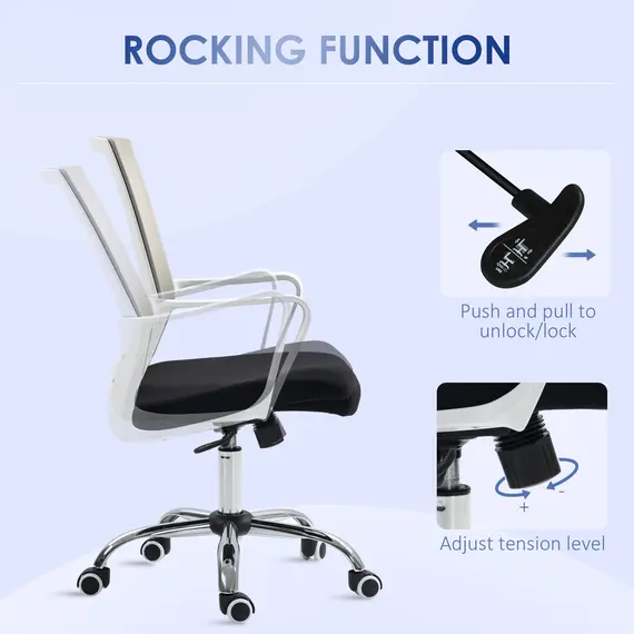 Buy Vinsetto Ergonomic Desk Chair Mesh Office Chair with Adjustable Height Armrest and 360Â° Swivel Castor Wheels Black, 5 image