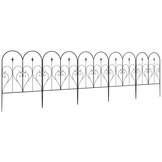 Buy Set of Five Decorative Heart Metal Fence Panels - Black