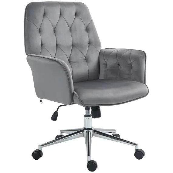 Buy Linen Computer Chair with Armrest, Modern Swivel Chair with Adjustable Height, Dark Grey