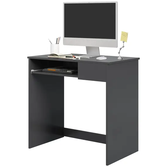 Buy Compact Computer Desk with Keyboard Tray and Drawer, Study Desk, Writing Desk for Home Office, Grey