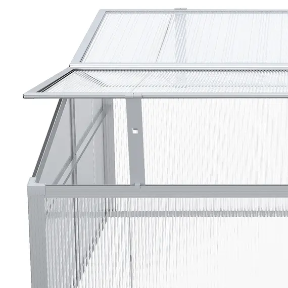 Buy Outsunny Outdoor 2 Level Adjustable Roof Cold Frame Greenhouse with Aluminium Frame, 8 image