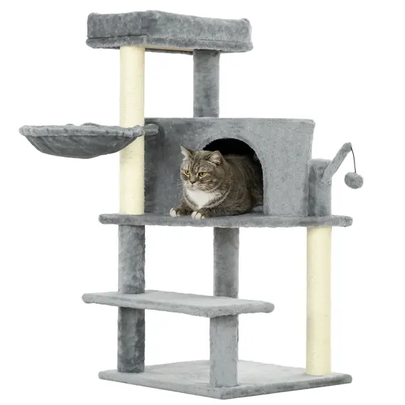 Buy Sisal 100cm Cat Tree Tower with Sisal Scratching Post Grey
