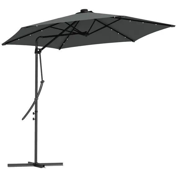 Buy 3(m) Solar LED Cantilever Parasol - Grey