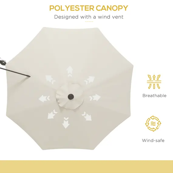 Buy Outsunny Wall Mounted Umbrella with Vent, Garden Patio Parasol Umbrella Sun Shade Canopy, Beige, 6 image