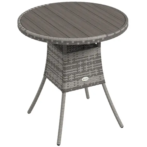 Buy 70cm Four-Person Wood-Effect Rattan Table - Grey