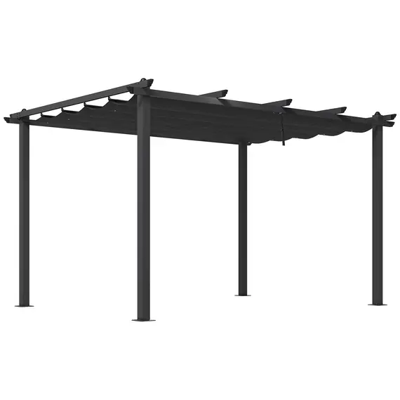 Buy 3 x 4m Aluminium Pergola, with Retractable Roof - Dark Grey