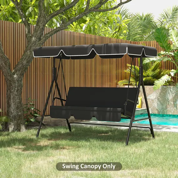 Buy 2 Seater Garden Swing Canopy Replacement Cover, UV50+ Sun Shade (Canopy Only), Black, 2 image
